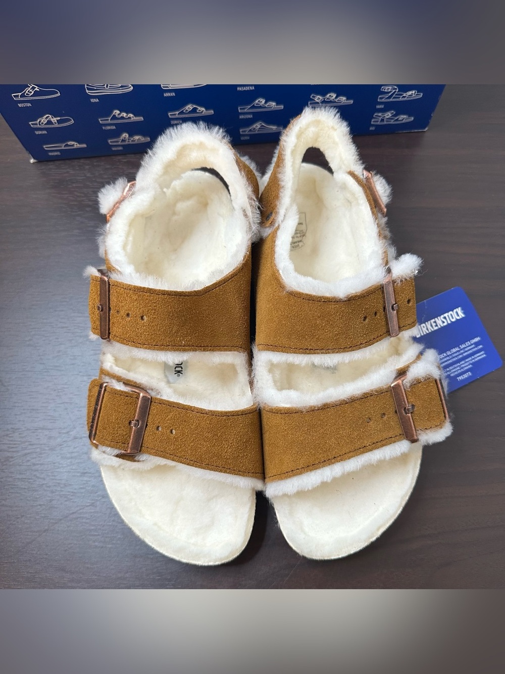 Birkenstock Milano Suede Shearling Slingback Shoes Mink Brown Size US 6 EU 37 - Picture 13 of 16